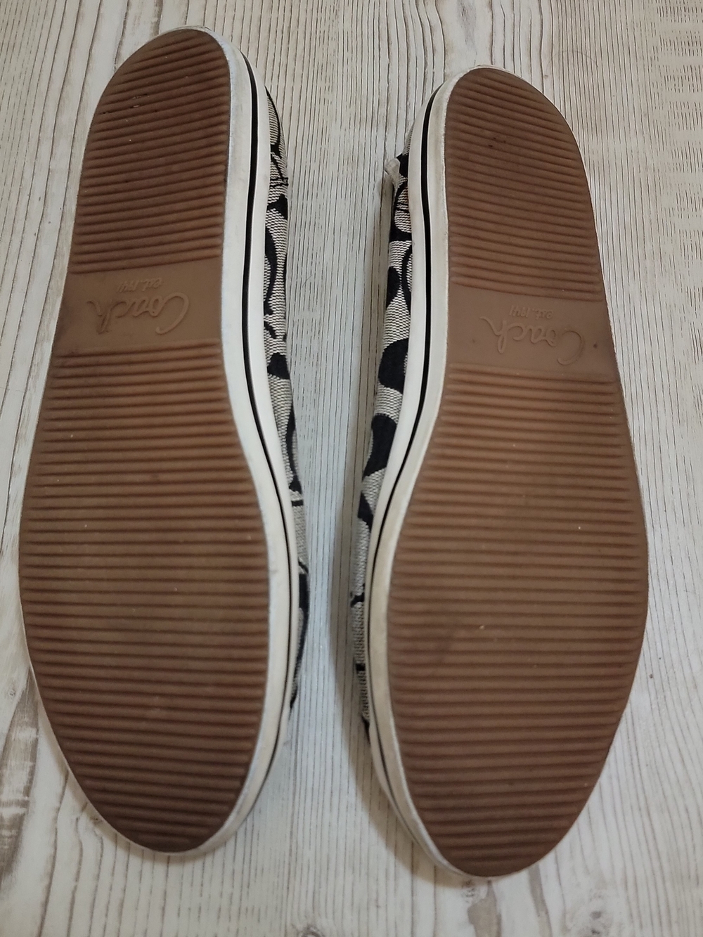 Coach Women's Alpine Flats Black Signature Logo Size 9 Ballet Y2K Quiet Luxury - Picture 6 of 8